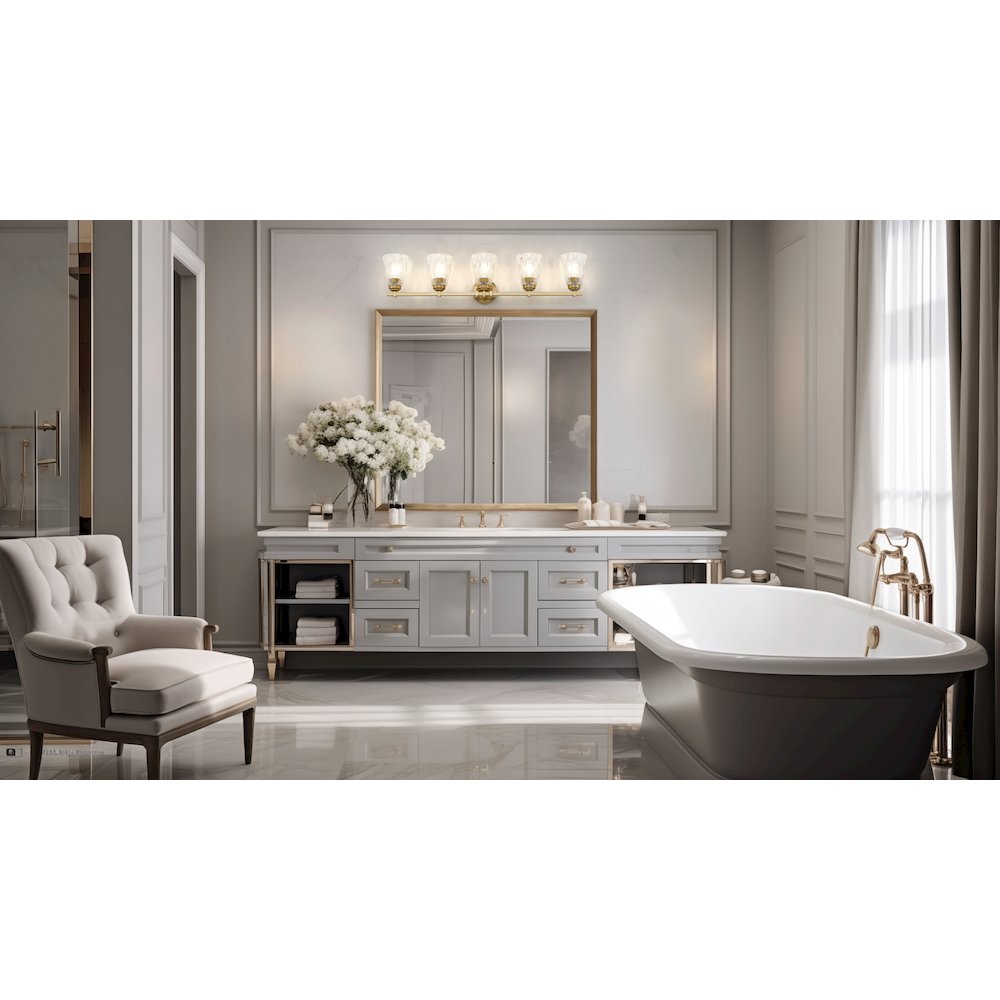 Z-Lite 5 Light Vanity, Modern Gold. Picture 6