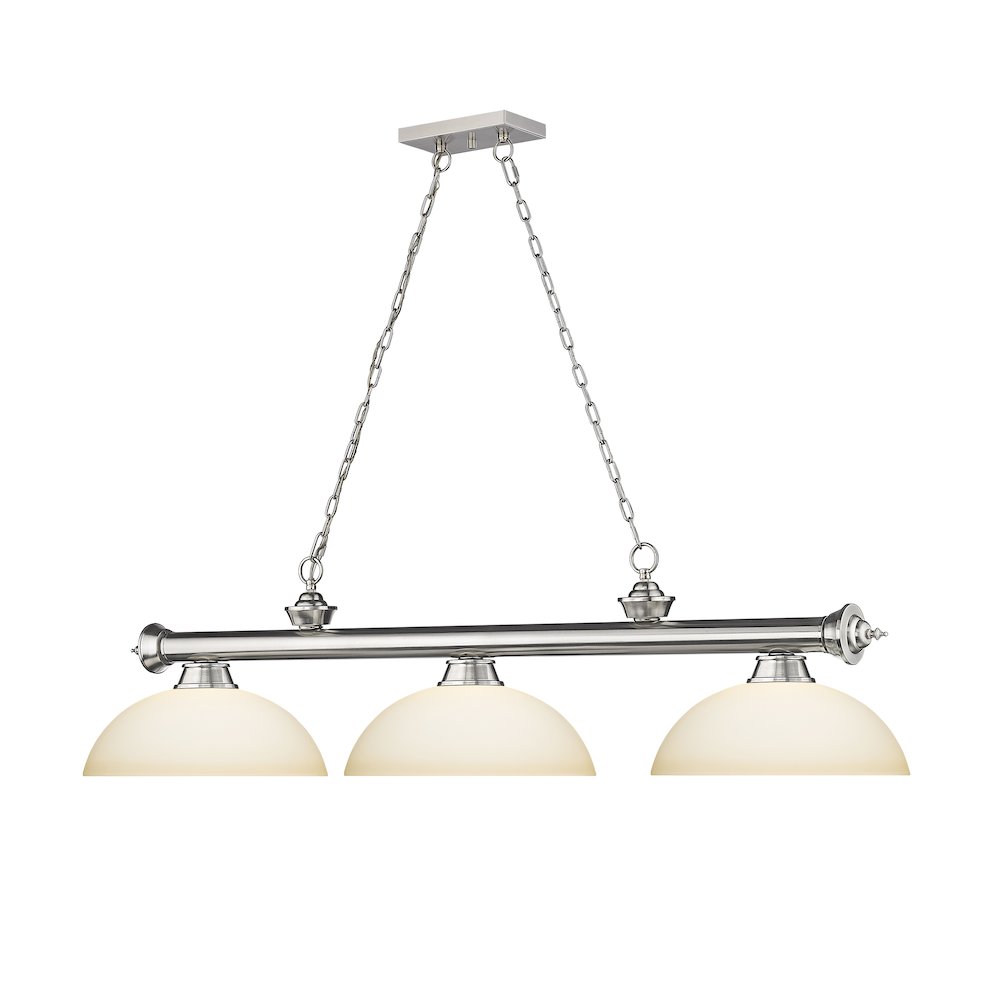Z-Lite Cordon 3 Light Billiard, Steel Frame, Matte Opal Shade Color. Picture 3