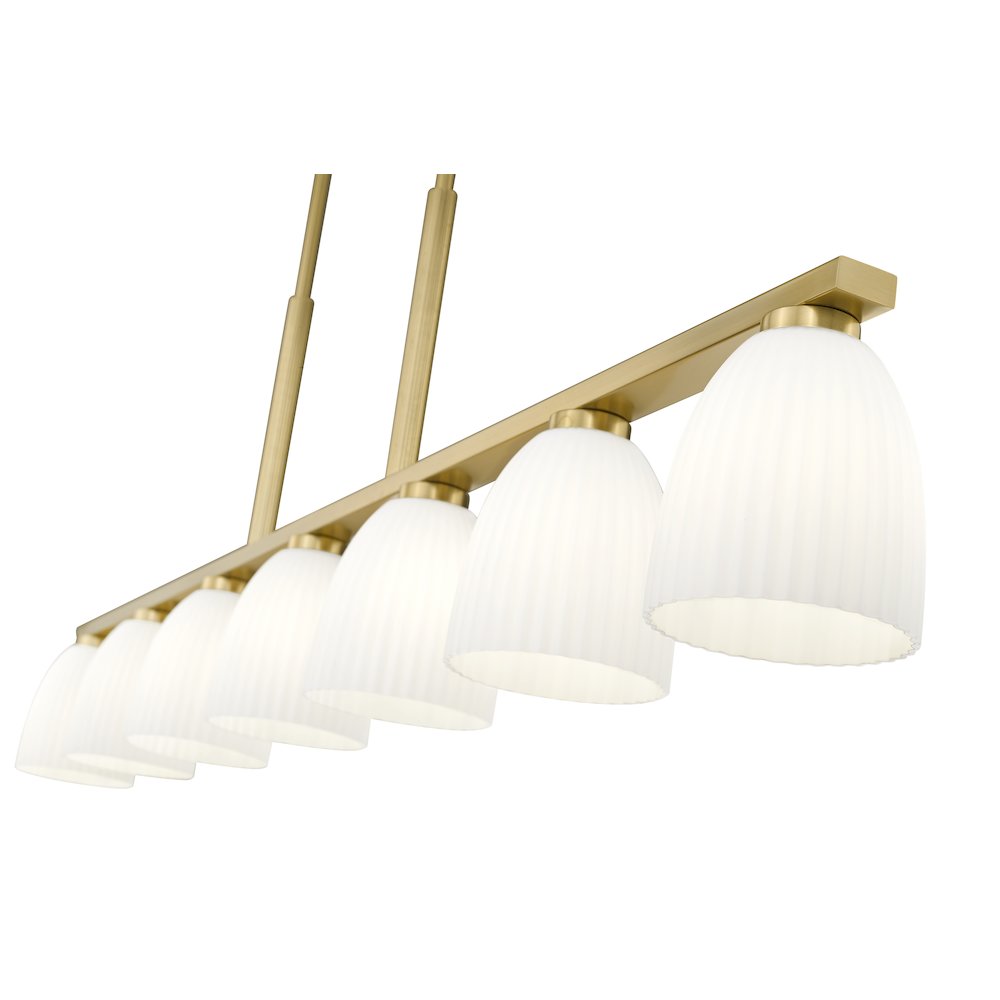 Z-Lite Naya 7 Light Linear Chandelier in Modern Gold color, Steel frame. Picture 4