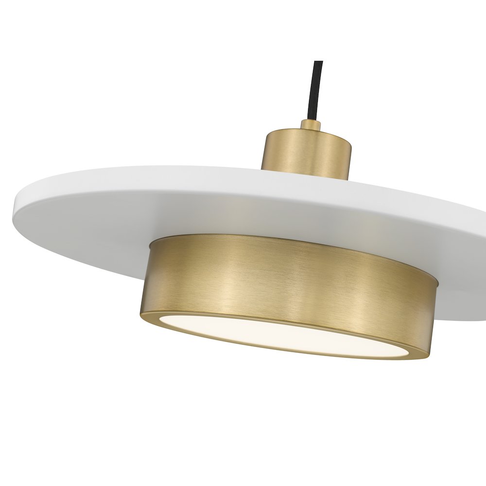 Z-Lite 1 Light Pendant, Matte White + Modern Gold. Picture 4