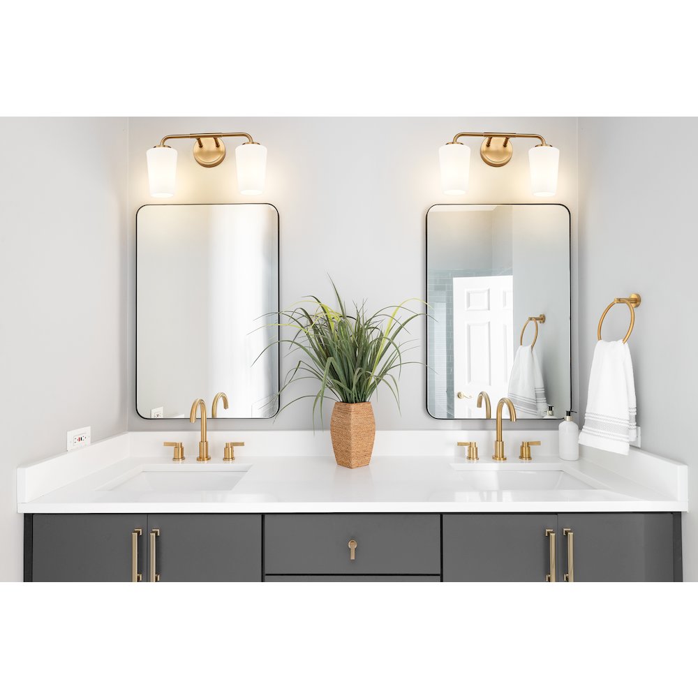Z-Lite Montford 2 Light Vanity in Modern Gold color, Steel frame. Picture 6