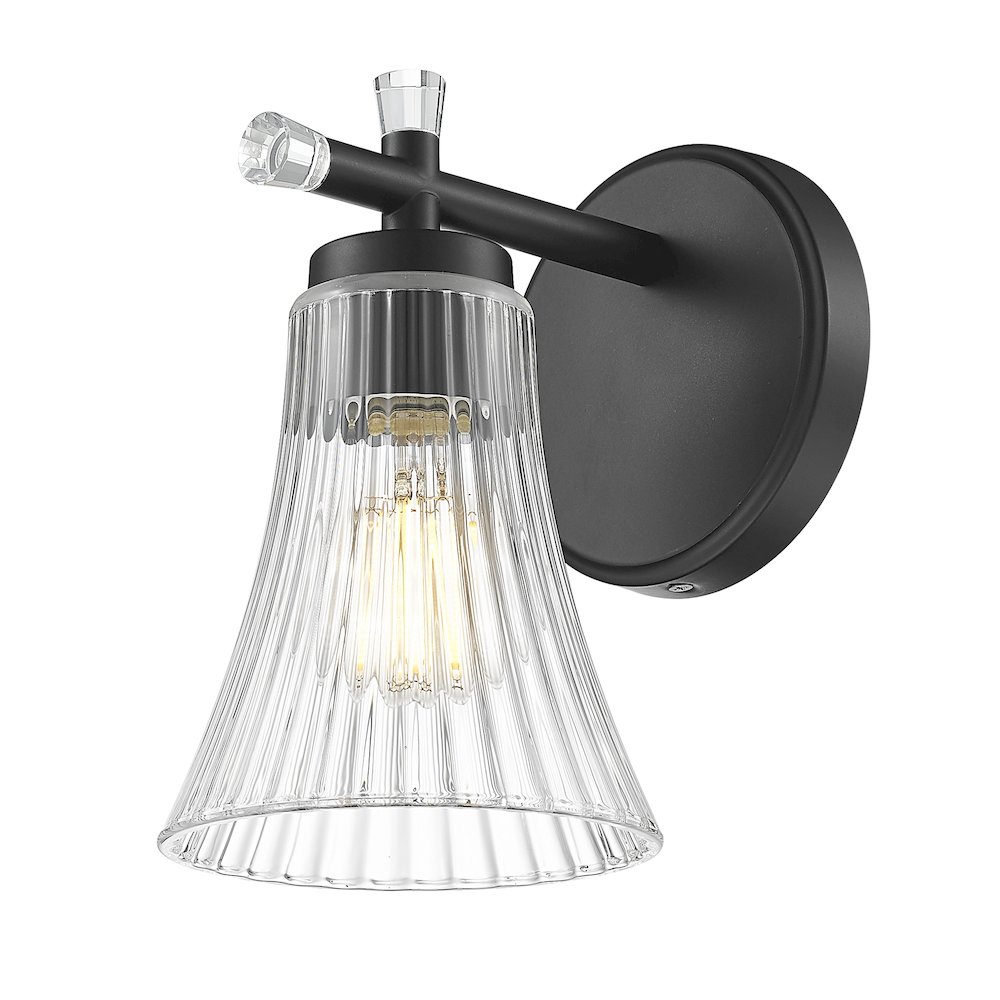 Z-Lite Belle 1 Light Wall Sconce in Matte Black color, Steel frame. Picture 3