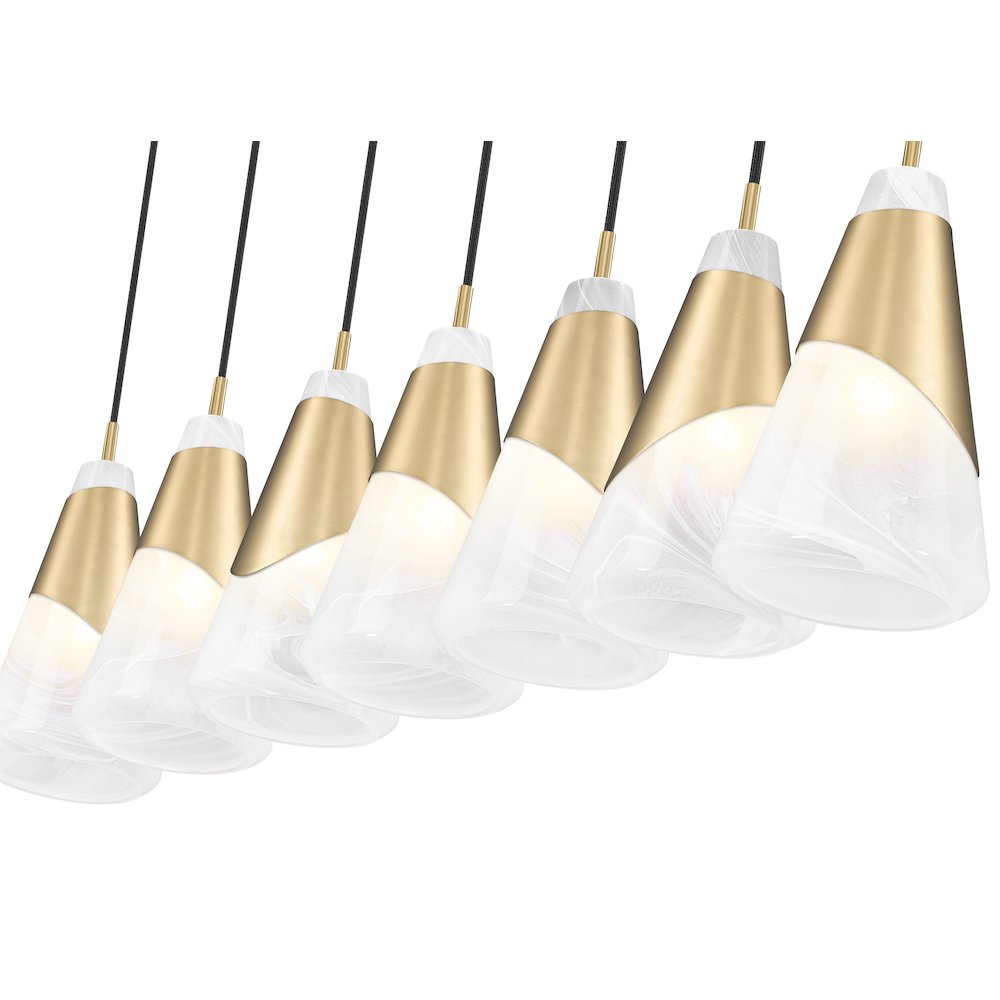 Z-Lite Aimie 7 Light Linear Chandelier, Modern Gold. Picture 4