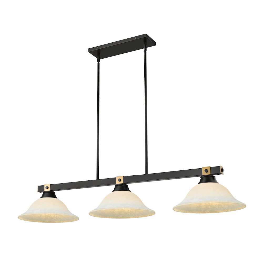 Z-Lite Bronte 3 Light Billiard, Steel Frame, White Mottle Shade Color. Picture 1