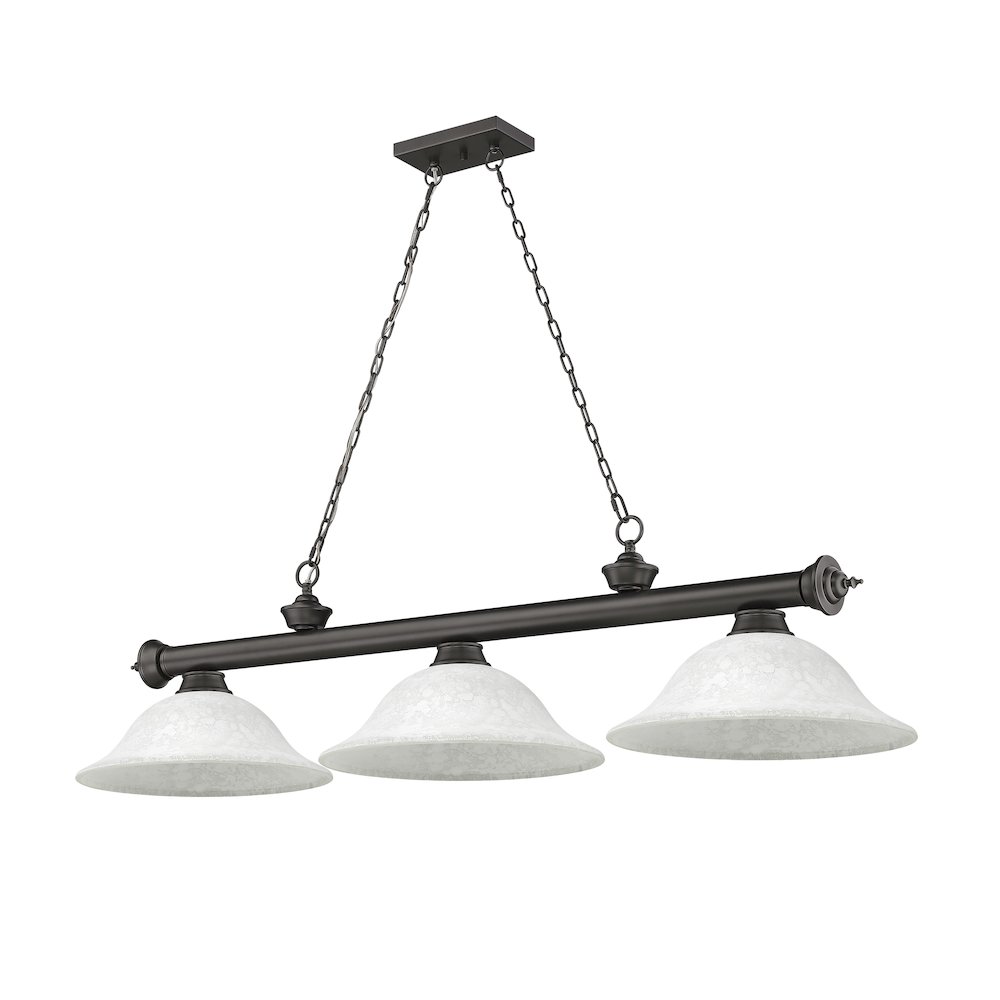Z-Lite Cordon 3 Light Billiard, Steel Frame, White Mottle Shade Color. Picture 5