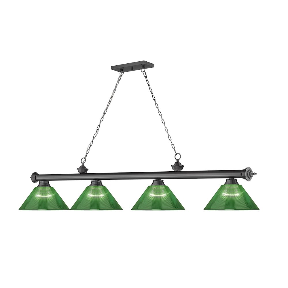 Z-Lite Cordon 4 Light Billiard, Steel Frame, Green Shade Color. Picture 3