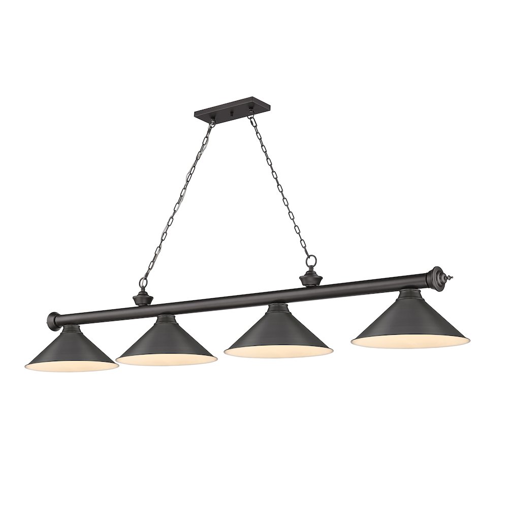 Z-Lite Cordon 4 Light Billiard, Steel Frame, Bronze Shade Color. Picture 1