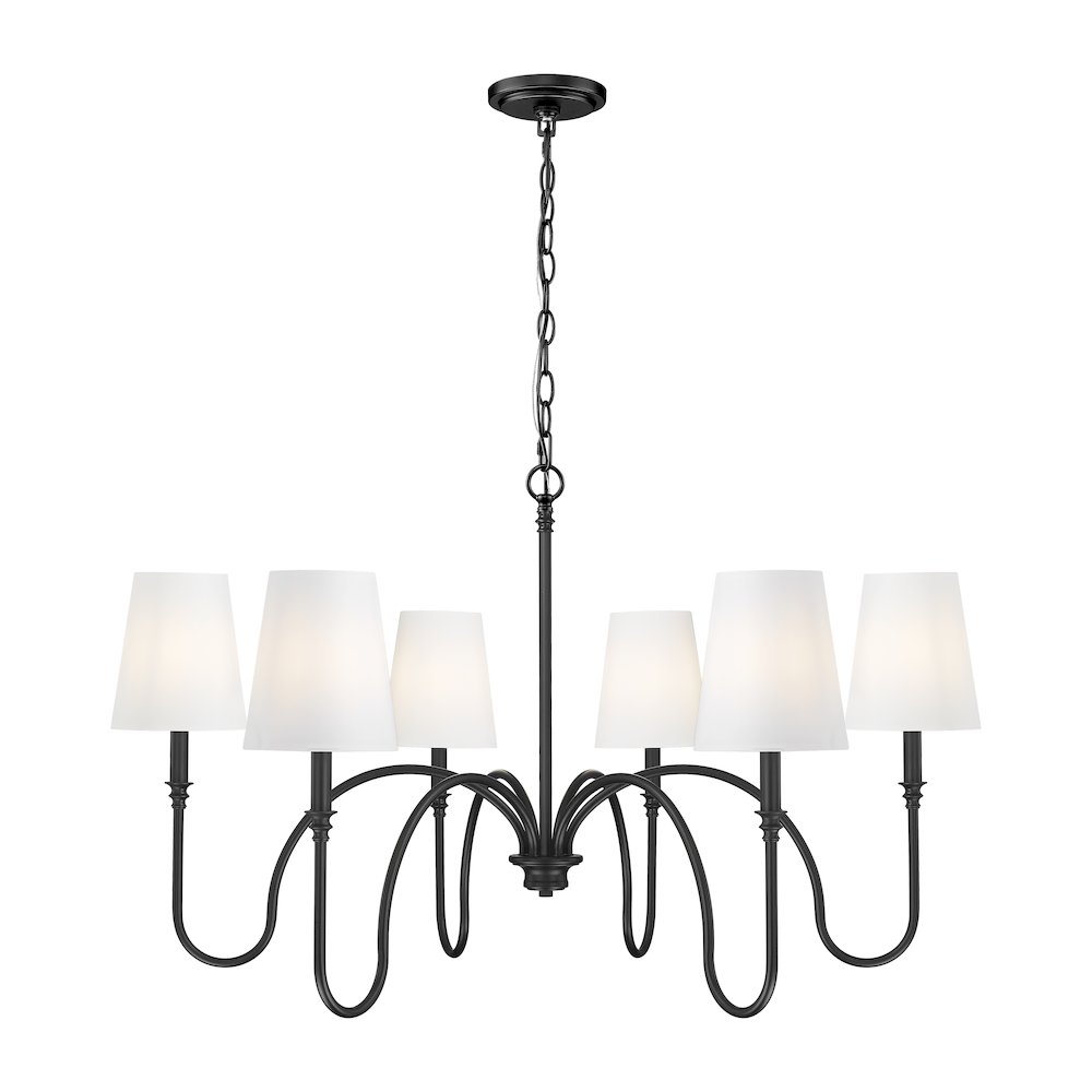 Z-Lite 6 Light Chandelier, Matte Black. Picture 1