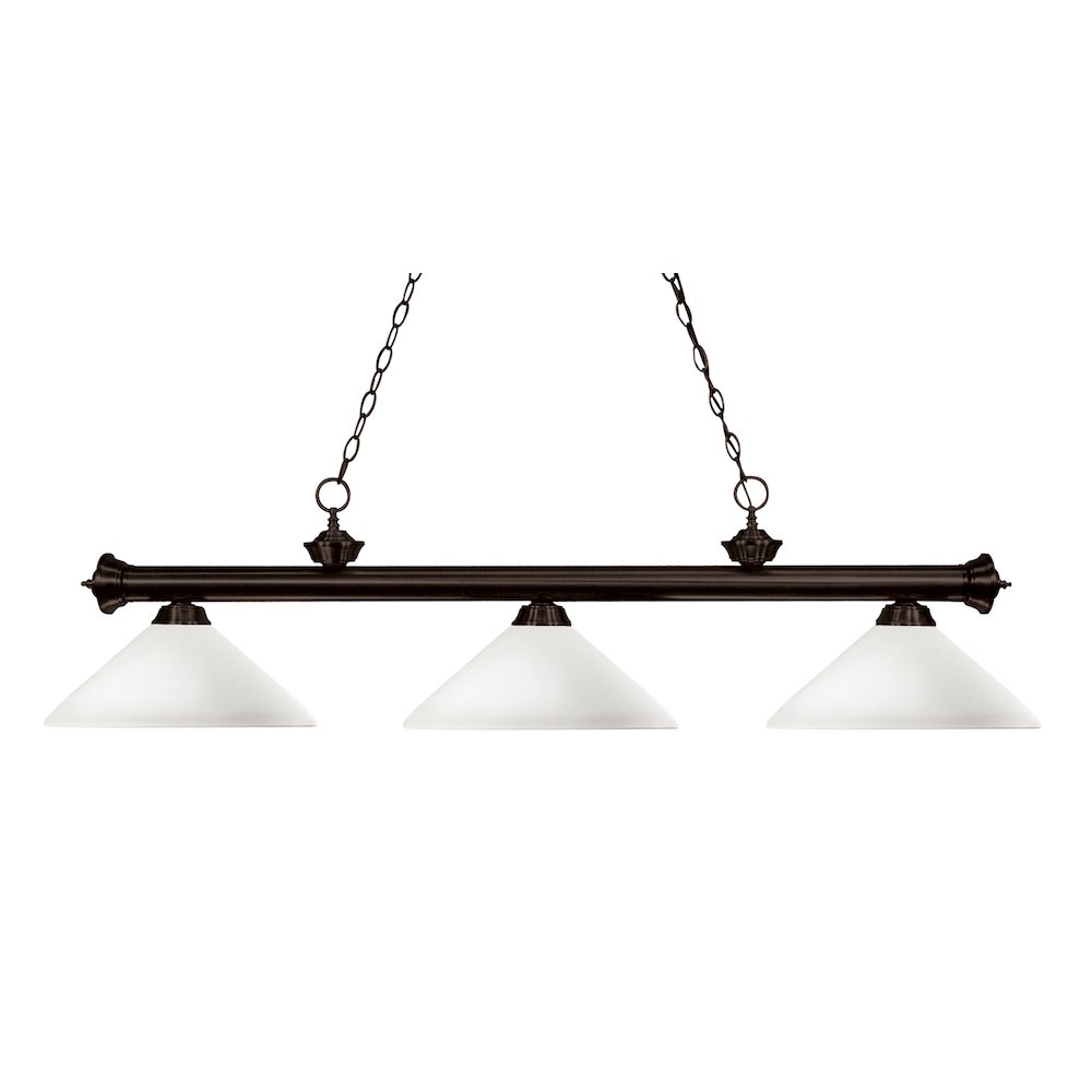 Z-Lite Riviera 3 Light Billiard, Steel Frame, Matte Opal Shade Color. Picture 1