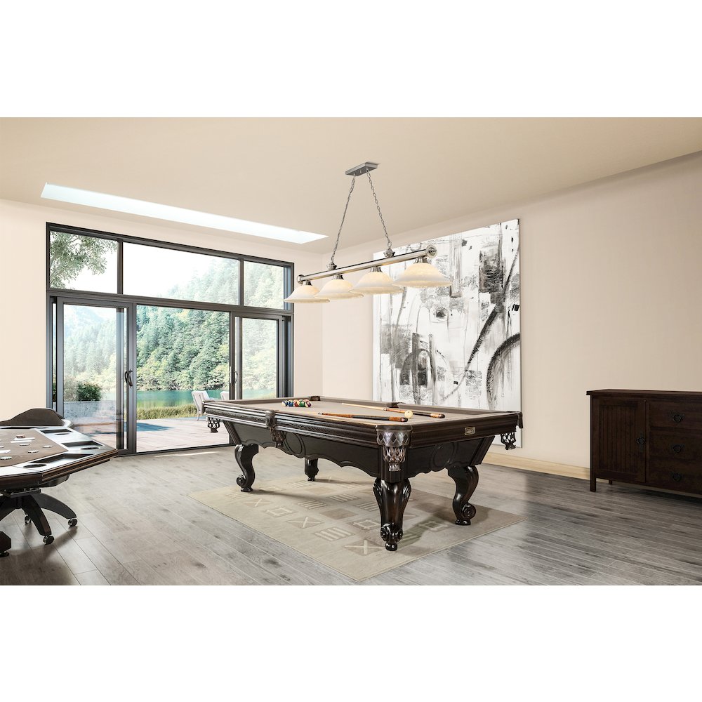 Z-Lite Cordon 4 Light Billiard, Steel Frame, White Mottle Shade Color. Picture 6