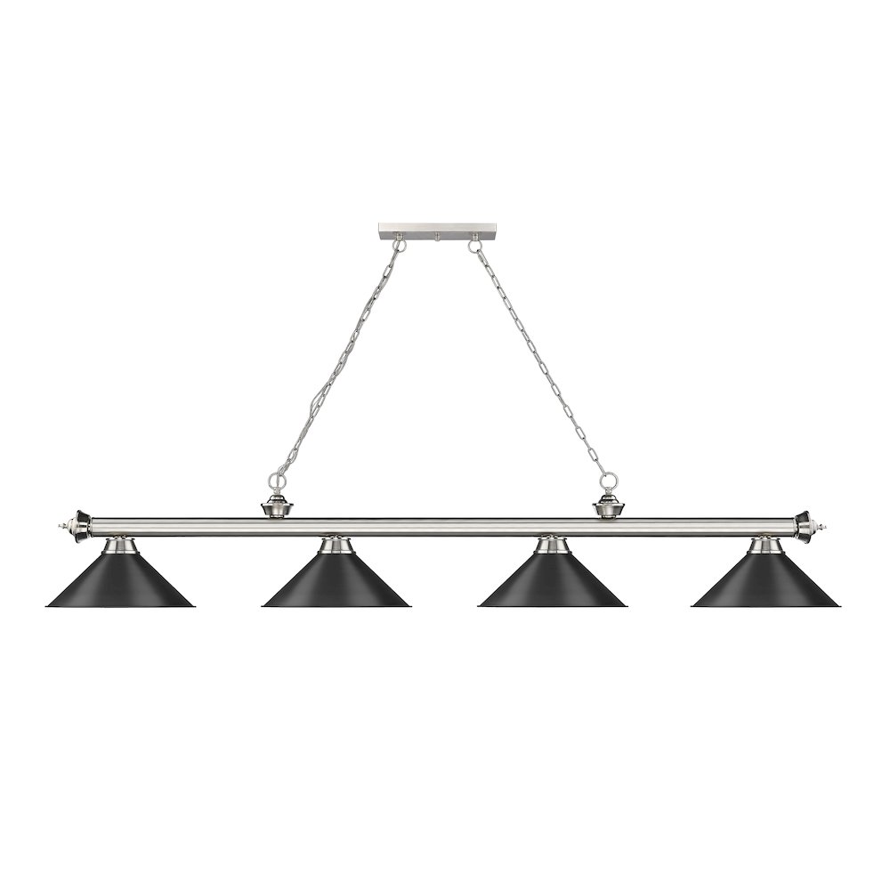 Z-Lite Cordon 4 Light Billiard, Steel Frame, Matte Black Shade Color. Picture 2