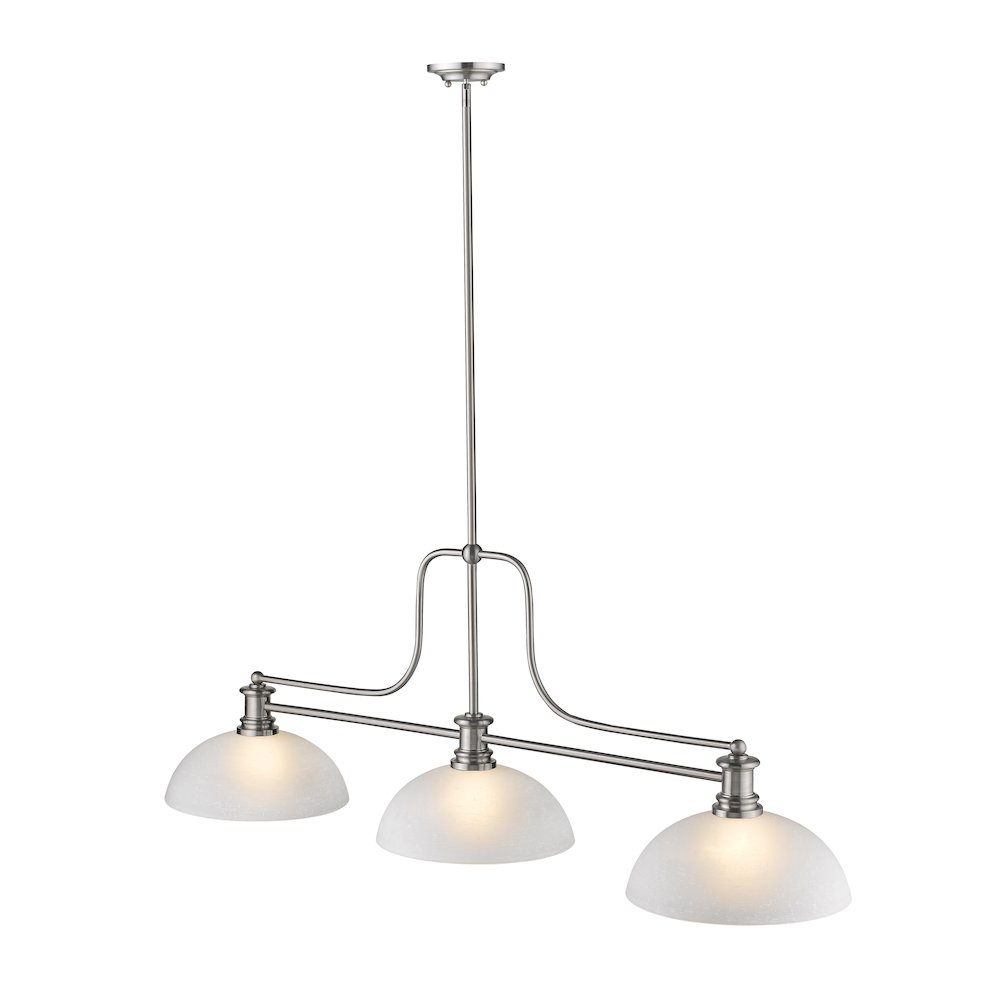 Z-Lite Melange 3 Light Billiard, Steel Frame, White Linen Shade Color. Picture 2