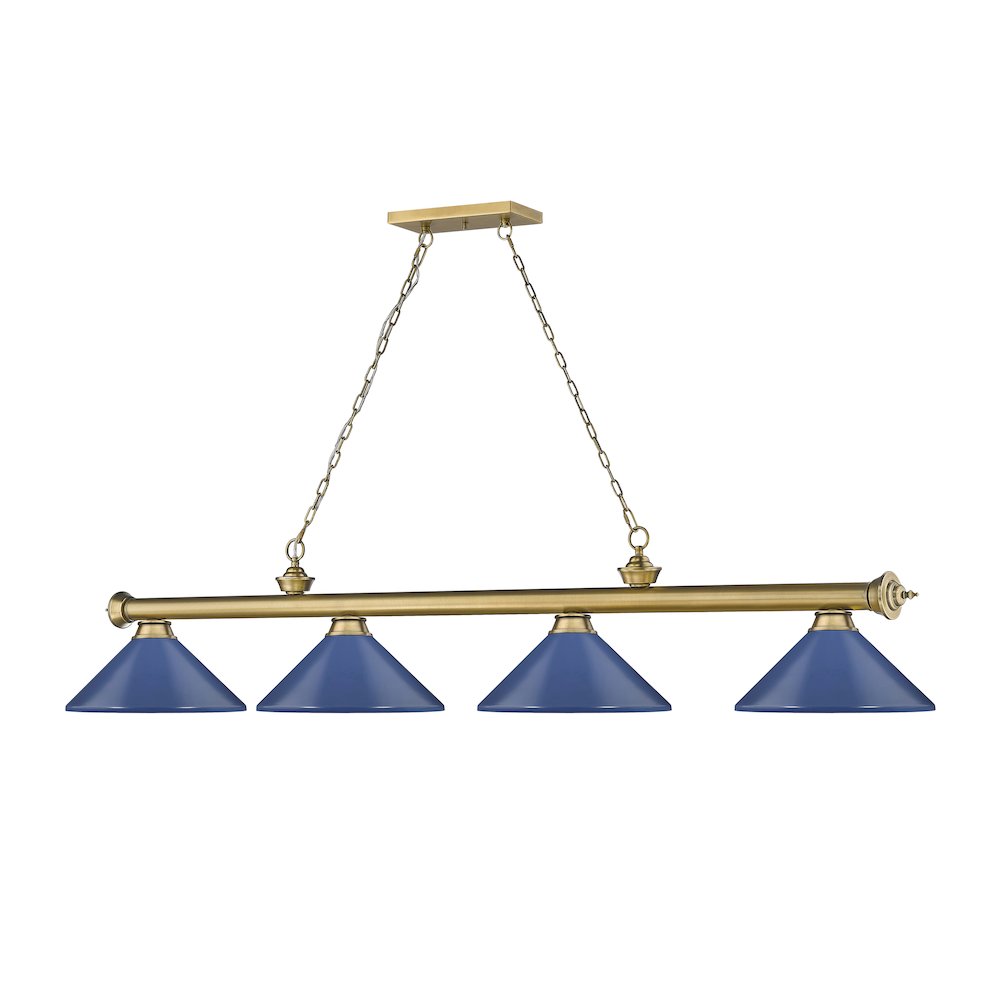 Z-Lite Cordon 4 Light Billiard, Steel Frame, Navy Blue Shade Color. Picture 3