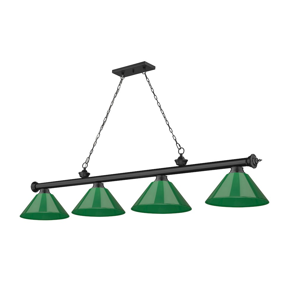 Z-Lite Cordon 4 Light Billiard, Steel Frame, Green Shade Color. Picture 5