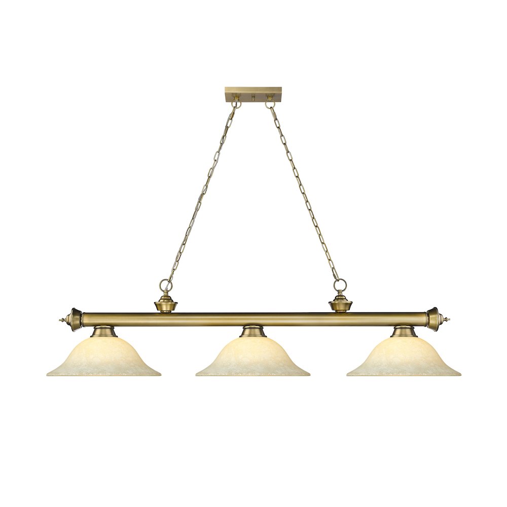 Z-Lite Cordon 3 Light Billiard, Steel Frame, Golden Mottle Shade Color. Picture 2