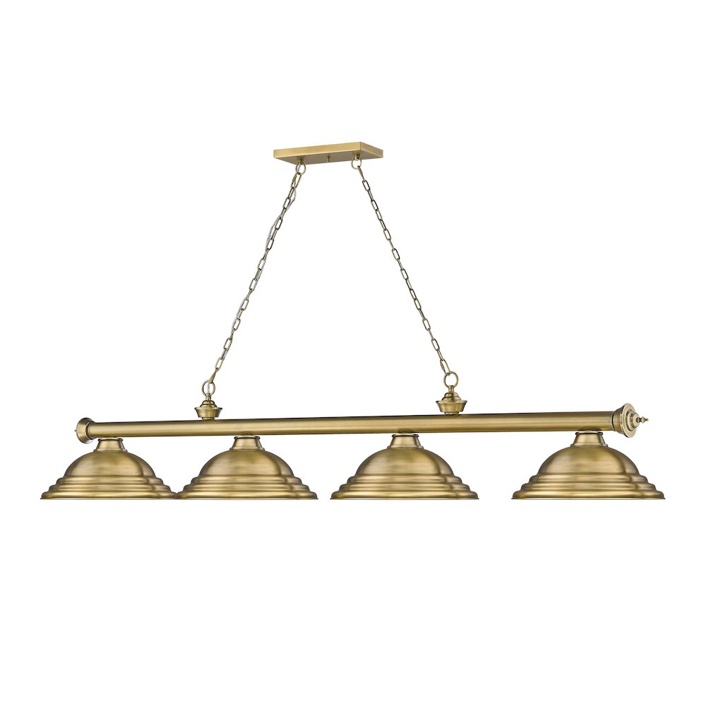 Z-Lite Cordon 4 Light Billiard, Steel Frame, Rubbed Brass Shade Color. Picture 3