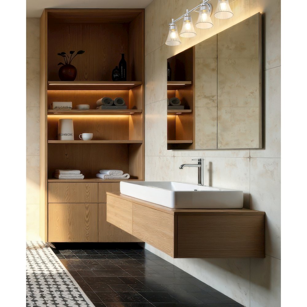 Z-Lite Belle 4 Light Vanity in Chrome color, Steel frame. Picture 6