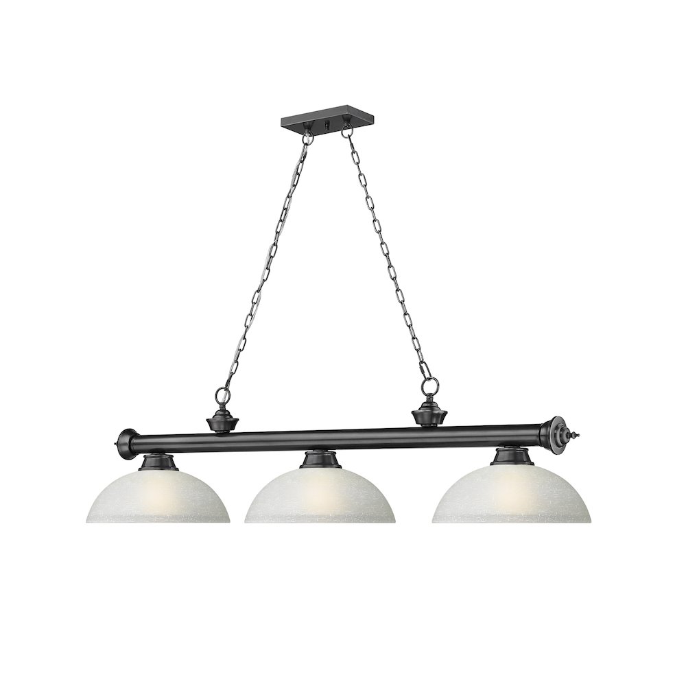 Z-Lite Cordon 3 Light Billiard, Steel Frame, White Linen Shade Color. Picture 3