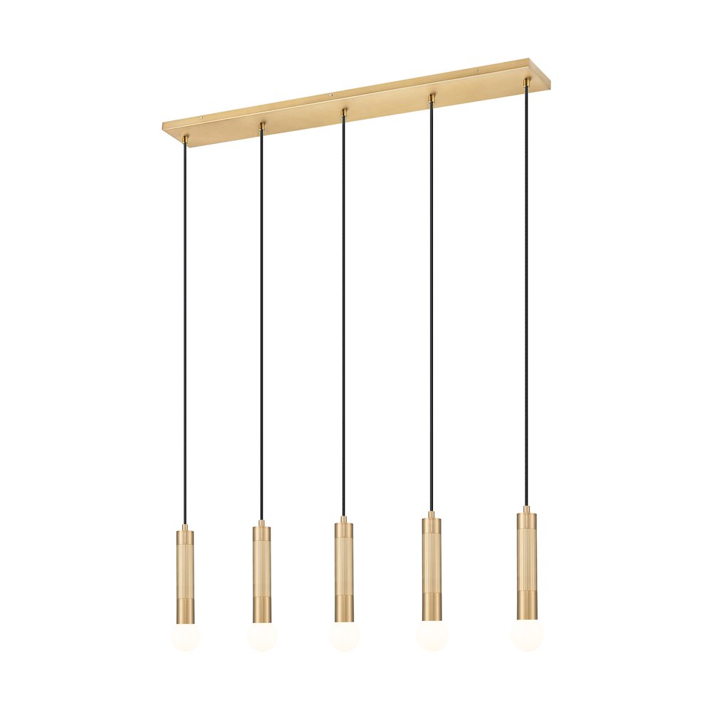 Z-Lite Stari 5 Light Linear Chandelier in Modern Gold color, Steel frame. Picture 1