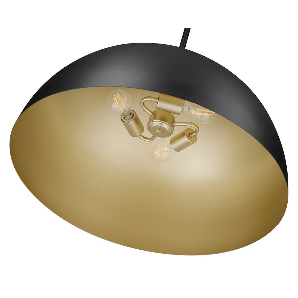 Z-Lite 3 Light Pendant, Matte Black. Picture 4