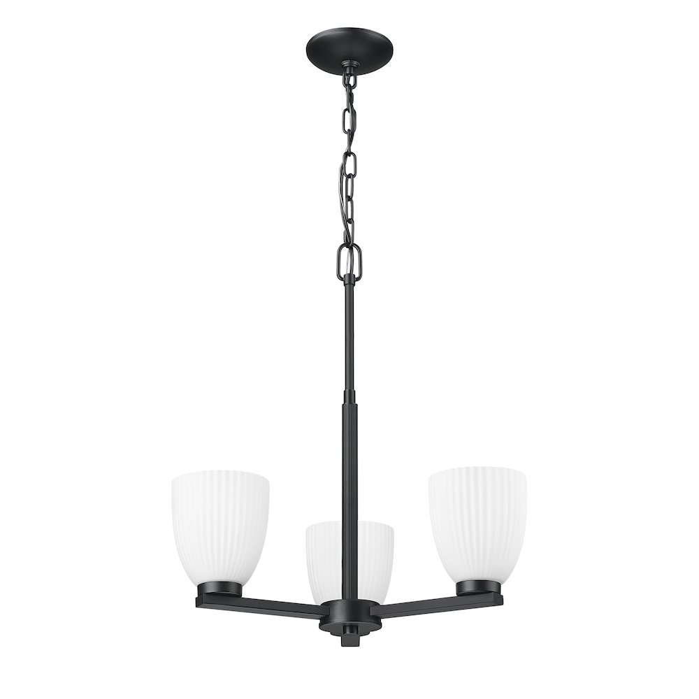 Z-Lite Naya 3 Light Chandelier in Matte Black color, Steel frame. Picture 5