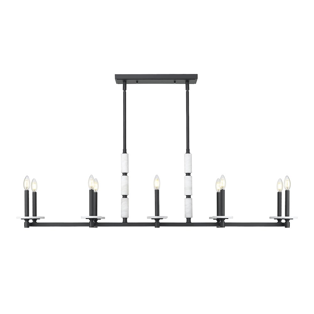 Z-Lite Kaden 10 Light Linear Chandelier in Matte Black color, Steel frame. Picture 2