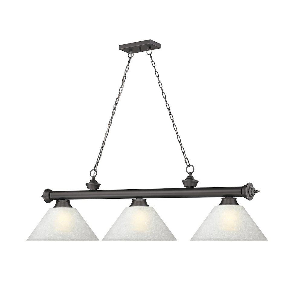 Z-Lite Cordon 3 Light Billiard, Steel Frame, White Linen Shade Color. Picture 3