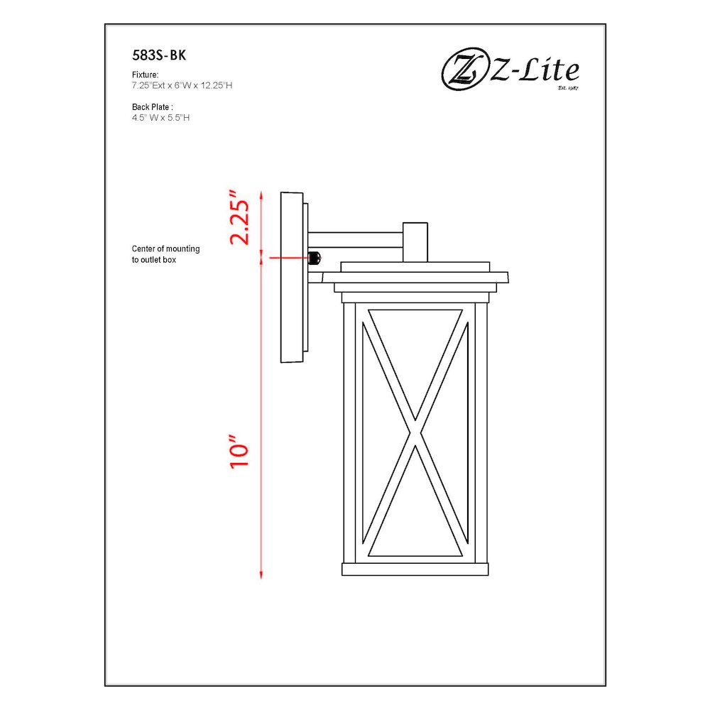 Z-Lite 1 Light Outdoor Wall Light. Picture 9