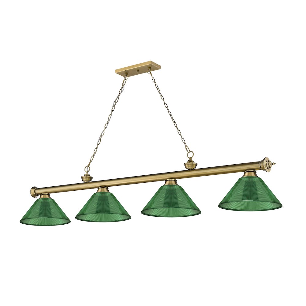 Z-Lite Cordon 4 Light Billiard, Steel Frame, Green Shade Color. Picture 5