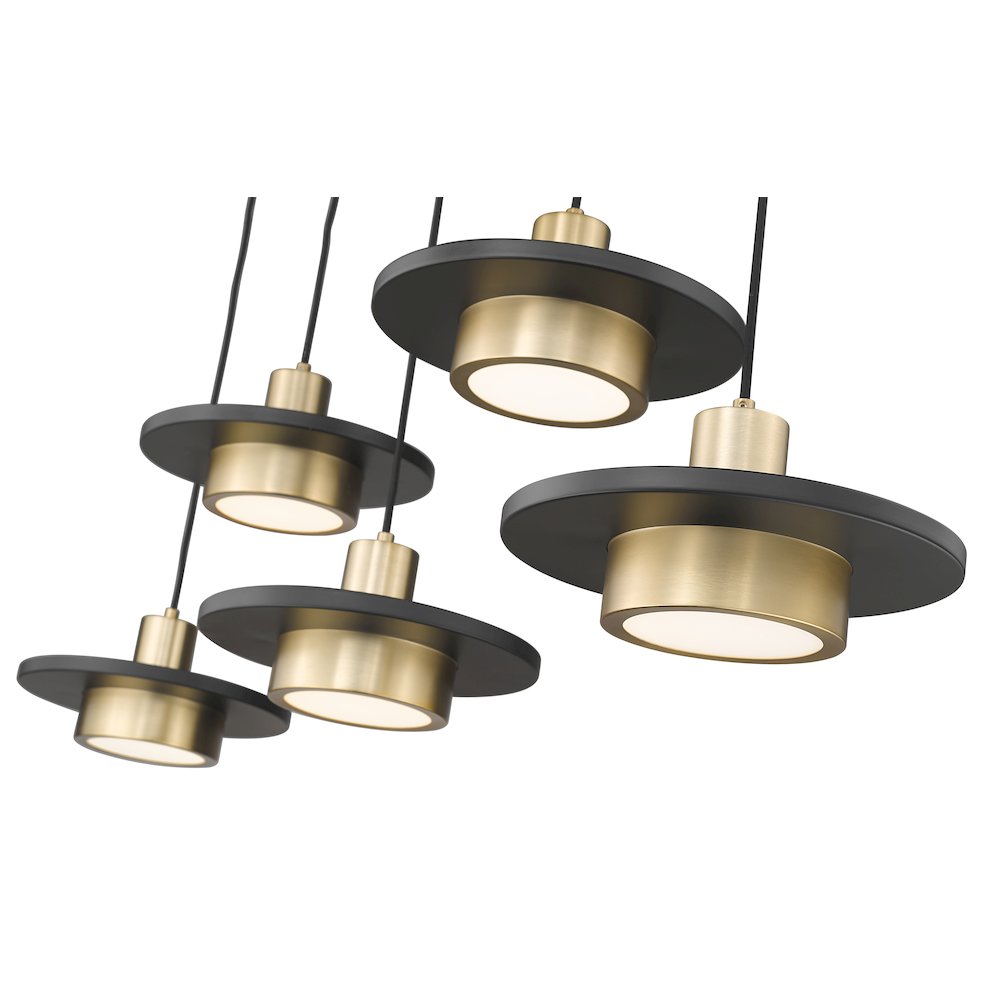 Z-Lite 5 Light Linear Chandelier, Matte Black + Modern Gold. Picture 4