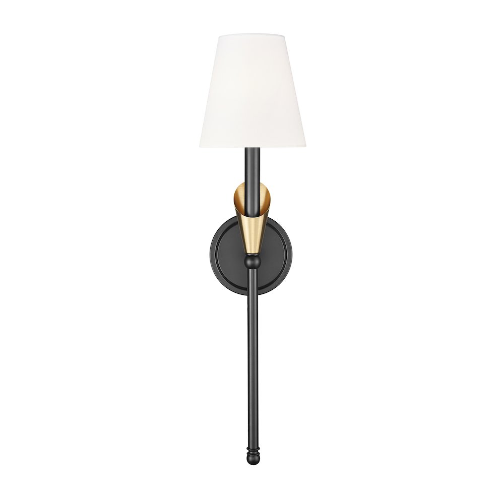 Z-Lite Claudelle 1 Light Wall Sconce in Matte Black + Modern Gold color. Picture 2