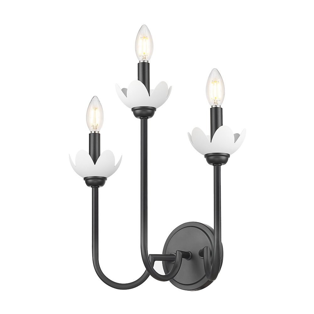 Z-Lite Allistair 3 Light Wall Sconce in Matte Black color, Steel frame. Picture 3