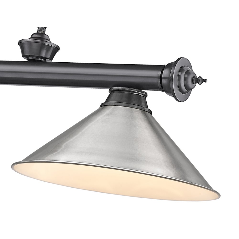 Z-Lite Cordon 3 Light Billiard, Steel Frame, Brushed Nickel Shade Color. Picture 4