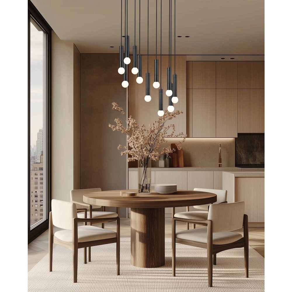 Z-Lite Stari 11 Light Chandelier in Matte Black color, Steel frame. Picture 7