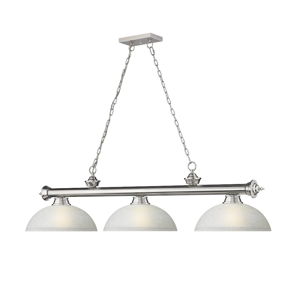 Z-Lite Cordon 3 Light Billiard, Steel Frame, White Linen Shade Color. Picture 3