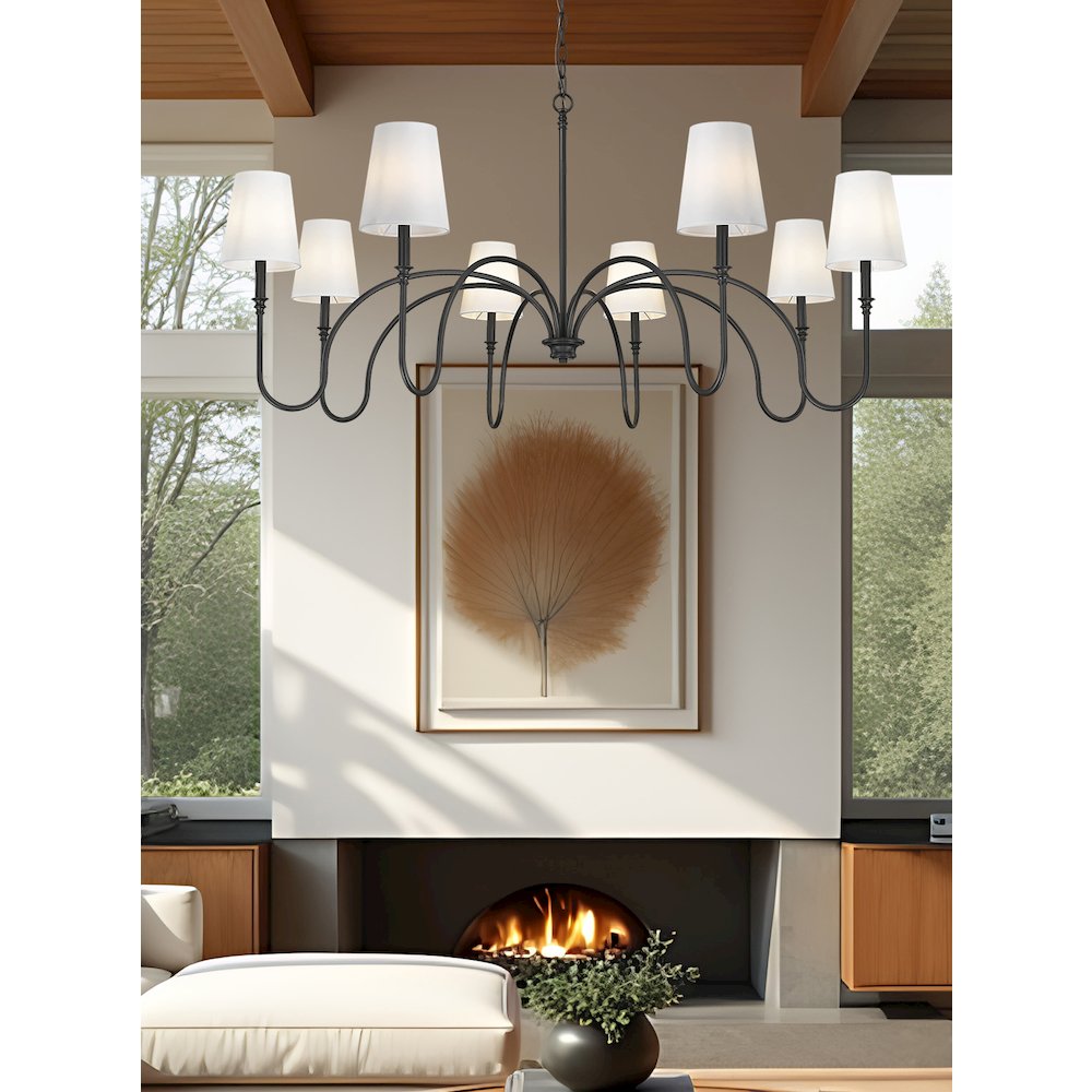Z-Lite 8 Light Chandelier, Matte Black. Picture 6