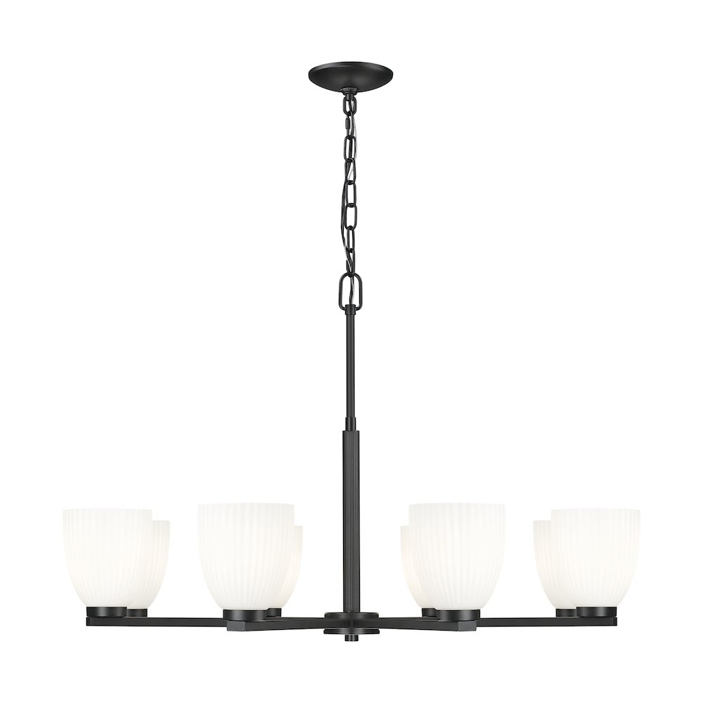 Z-Lite Naya 8 Light Chandelier in Matte Black color, Steel frame. Picture 1