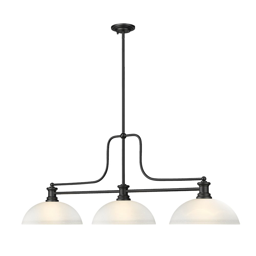 Z-Lite Melange 3 Light Billiard, Steel Frame, White Linen Shade Color. Picture 3