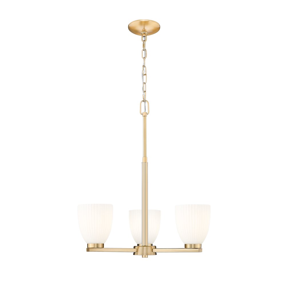 Z-Lite Naya 3 Light Chandelier in Modern Gold color, Steel frame. Picture 1