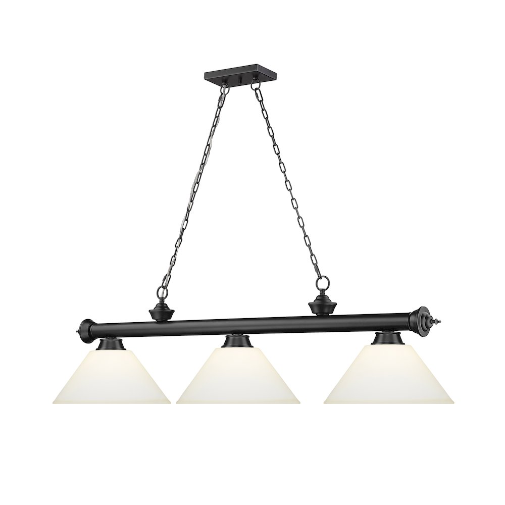 Z-Lite Cordon 3 Light Billiard, Steel Frame, Matte Opal Shade Color. Picture 3