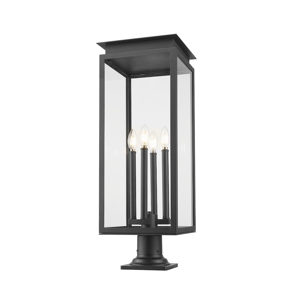 Z-Lite Nova 4 Light Outdoor Pier Mounted Fixture, Black. Picture 2