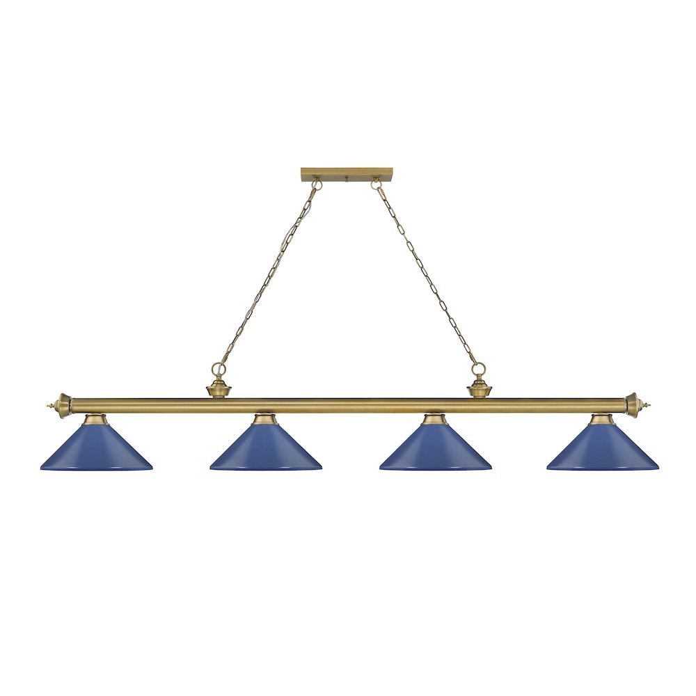 Z-Lite Cordon 4 Light Billiard, Steel Frame, Navy Blue Shade Color. Picture 2