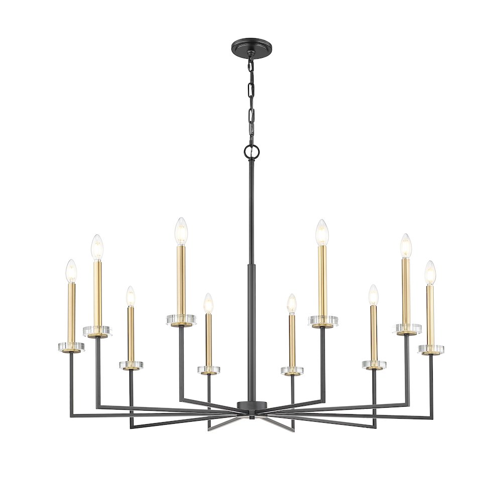 Z-Lite 10 Light Chandelier, Matte Black+Mordern Gold. Picture 3