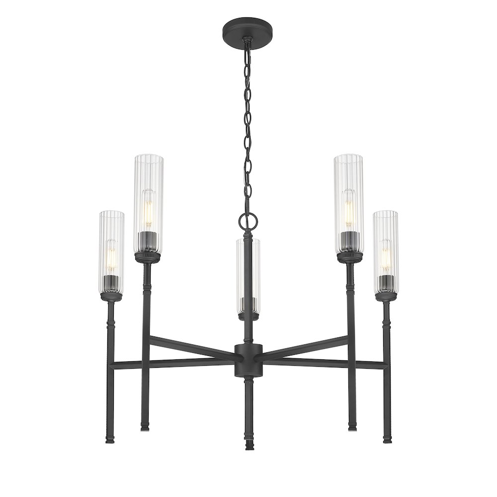 Z-Lite 5 Light Chandelier, Matte Black. Picture 3
