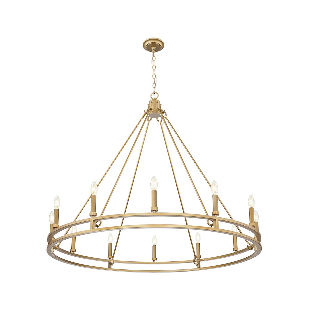Z-Lite Dennison 12 Light Chandelier in Signature Brass color, Steel frame. Picture 3