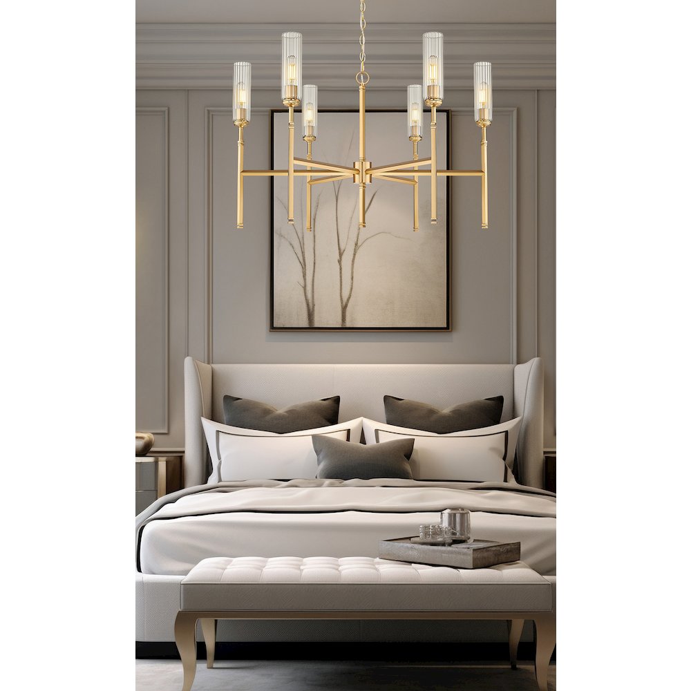 Z-Lite 6 Light Chandelier, Modern Gold. Picture 6