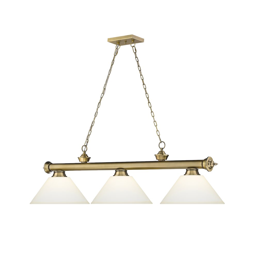 Z-Lite Cordon 3 Light Billiard, Steel Frame, Matte Opal Shade Color. Picture 3