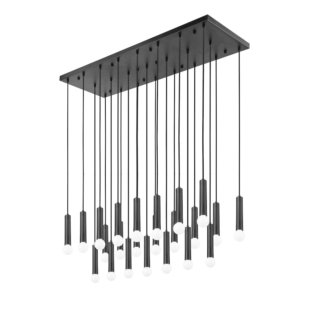 Z-Lite Stari 23 Light Linear Chandelier in Matte Black color, Steel frame. Picture 5
