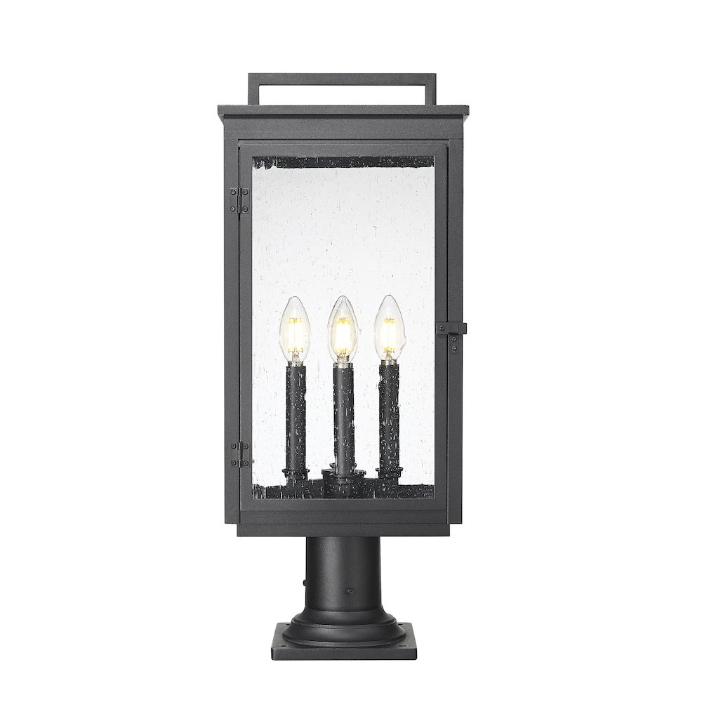 Z-Lite Hartwell 4 Light Outdoor Pier Mounted Fixture in Sand Black color. Picture 3
