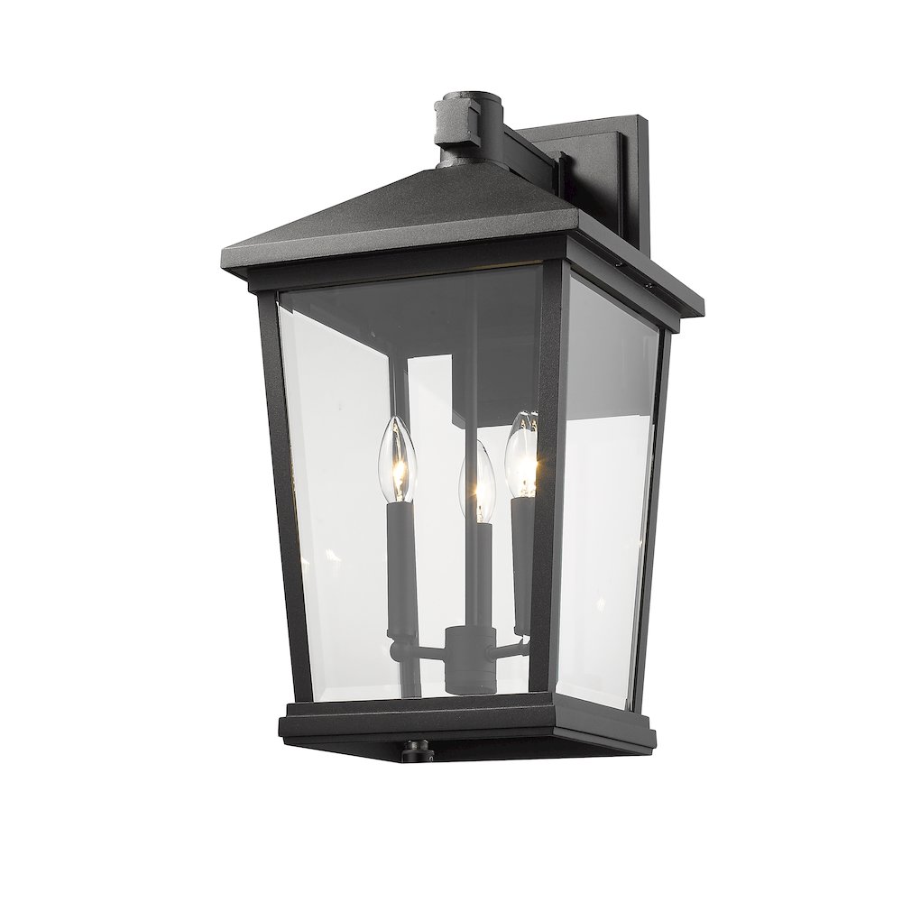 Z-Lite Beacon 3 Light Outdoor Wall Light in Black Frame Finish. Picture 2